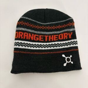 Orange Theory Grey with Orange & White Winter Beanie Hat Unisex